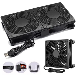 120mm 5V USB Powered PC Router Dual Cooling Fans w/Speed Controller High Fan AU - Picture 1 of 17
