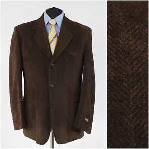 Mens Herringbone Blazer 46R UK Size GIOVANI Brown Wool Sport Coat Soft Jacket - Picture 1 of 14