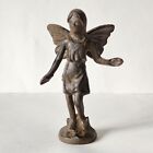 Cast Iron Fairy Figurine Garden Fairy Brown Antique Finish Wings Cherub 6"