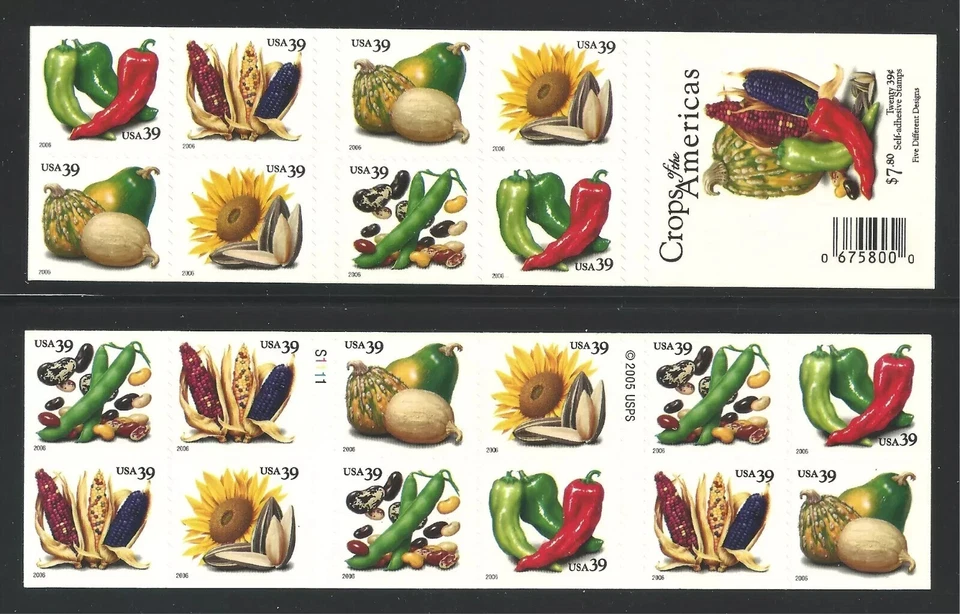 SFSTAMPS US Scott 4008-4012b CROPS OF AMERICA BOOKLET PANE OF 20 STAMPS MNH 2006 - Image 1 of 1