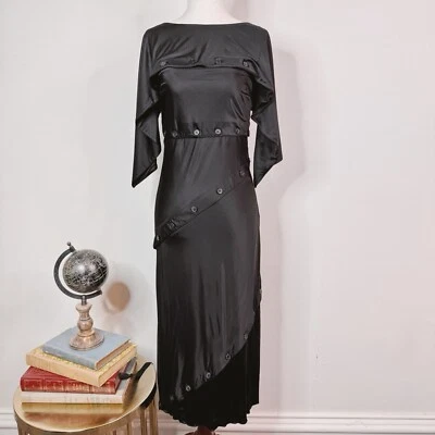 NWT Roberto Cavalli Button Embellished Dress Size 8 Convertible Asymmetrical - Image 1 of 4