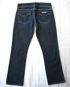 Hudson Beth Straight Crop Jeans Women Sz 26 Dark Blue + Stretch + Flap Pockets - Picture 1 of 10