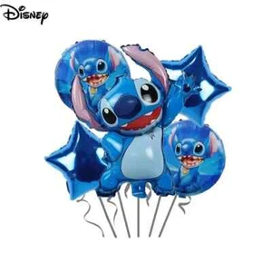 Disney Stitch Themed Party Balloons Set of 5, Birthday Celebration Aluminum Foi - Picture 1 of 3