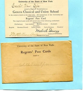 EARLY UNIVER OF STATE NY GENEVA CLASSICAL & UNION SCHOOL REGENTS EDITH VAN EPS - Picture 1 of 2
