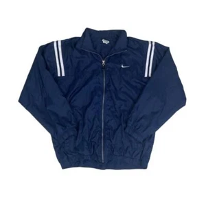 CHAQUETA CORTAVIENTOS RETRO VINTAGE AÑOS 90 NIKE AZUL BLANCO RAYAS GRANDE - Imagen 1 de 9