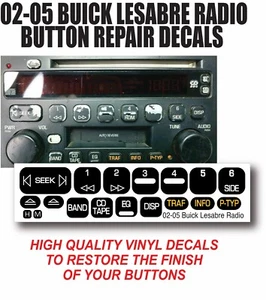 02-05 GM BUICK LESABRE RADIO calcomanías de reparación de botones - Imagen 1 de 1