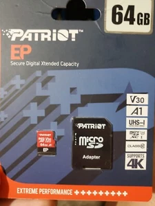 Patriot Memory 64 GB Class 10/UHS-I (U3) microSDXC 100 MB/s Read - 80 MB/s Write - Picture 1 of 1