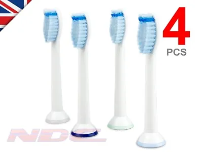 4 X SENSITIVE Toothbrush Heads For Philips Sonicare ProResults HX6054 WHITE • 4.87£