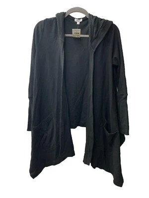 Espléndido cárdigan suéter con capucha envolvente térmica para mujer negro RF8K920 talla M Foto 1 de 4