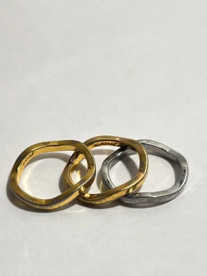 Juego de 3 ANILLOS UNISEX MUJER CHAPADO EN ORO ONDULADO VINTAGE TALLA 9,75 FIRMADO MONET # 30 Foto 1 de 4
