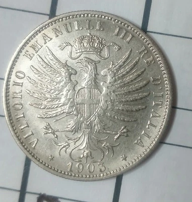 REGNO D' ITALIA VITTORIO EMANUELE III 25 CENTESIMI AQUILA SABAUDA 1903 QFDC - Immagine 1 di 2