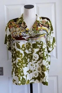 Rare Vtg Jams World Floral & Polynesian Graphic Pateete Hawaiian Shirt Wm XL EUC - Picture 1 of 17