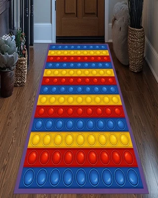 Alfombra Pop It Runner, alfombra larga arco iris, alfombra de entrada Pop It, alfombra de diseño arco iris, sala de juegos Foto 1 de 4