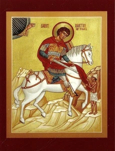 Postcard St Martin of Tours Devotional Print Prayer Card Icon Unused MINT - Picture 1 of 2