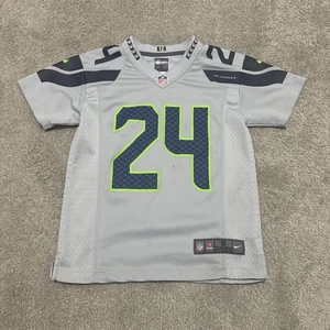 Camiseta deportiva Marshawn Lynch #24 Seattle Seahawks NFL NIKE gris visitante pequeña - Imagen 1 de 10