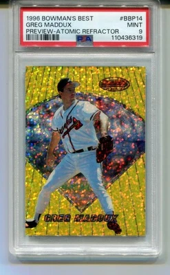 Bowman's Best Greg Maddux 1996 vista previa refractor atómico #BBP14 PSA 9 Foto 1 de 2
