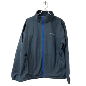 Columbia Mens Sz Large Gray Blue Zipper Softshell Full Zip Jacket Outdoors - Picture 1 of 7