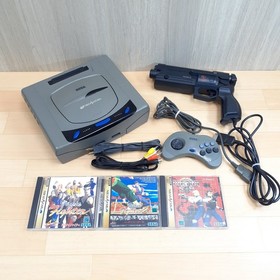 SEGA SATURN Console with Virtua Gun Controller & 3 Games tested Japan Gray