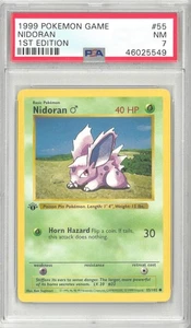 1999 Pokémon Base 1st Edition NIDORAN #55/102💎 PSA 7 NM - Picture 1 of 2