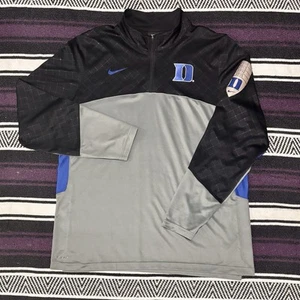 Duke Blue Devils Sweater Mens Blue Gray Pullover 1/4 Zip Dri Fit Nike 2XL Golf - Picture 1 of 12