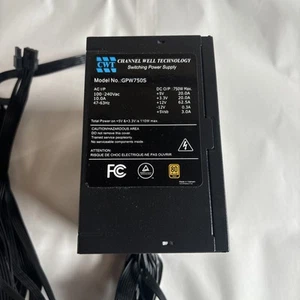 Channel Well Technology GPW750S CWT 750W ATX Desktop Power Supply Unit, PSU - Afbeelding 1 van 5