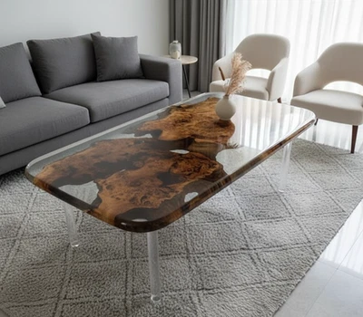 Clear Epoxy Resin Table Top – Durable High Gloss Finish, Scratch Resistant Decor - Image 1 of 4