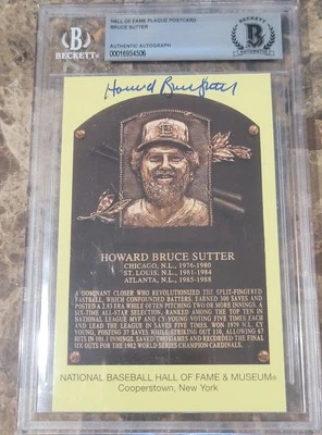 Bruce Sutter Signed HOF Plaque Postcard Yellow Autograph RARE FULL NAME BAS - Image 1 of 2