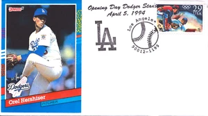 1994 Opening Day Cachet LA Dodgers Stadium Orel Hershiser 29 Cent Stamp - Bild 1 von 2