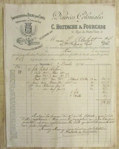 1912 INVOICE HOSTACHE & FORCADE TOULOUSE COLONIAL RUM COFFEES ARMAGNAC  - Picture 1 of 1
