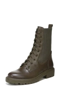 Sam Edelman Lydell Alpine Green Block Heel Round Toe Lace Up Combat Ankle Boots - Picture 1 of 7