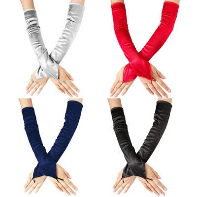 Fingerlose Handschuhe Satin Lange Handschuhe Abend Party Oper Prom Hochzeit / - Bild 1 von 4