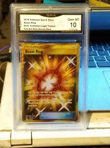 Pokemon Beast Ring 141/131 SM - Forbidden Light Secret Rare GMA GEM MINT 10 - Picture 1 of 1