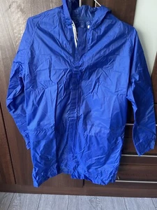 Junior Unisex Waterproof Jacket Raincoat Small, Blue With Hood - Picture 1 of 7