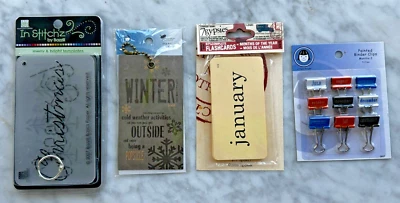NOVO Lote de 4 Enfeites e Clipes para Scrapbook - Natal Inverno e Meses do Ano - Imagem 1 de 4