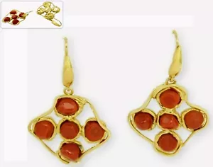 Pendientes ITALIA en Plata 925 Mujer de Coral Rojo y Oro CHAPADOS Envío Gratuito - Imagen 1 de 5
