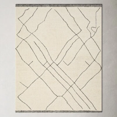 Rug | fine line white rug | Wool rug | Hand Tufted Rug | area rug | Designer Rug - Image 1 of 4