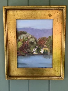 impressionist Oil painting Lakescape Gorgeous Gilt Frame - Picture 1 of 6