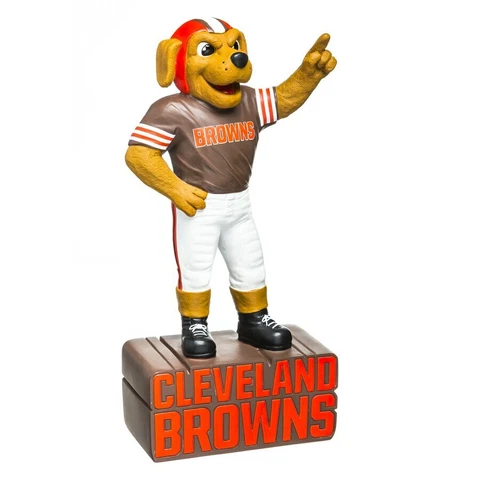 CLEVELAND BROWNS 12" Mascot Statue CHOMPS Polystone Evergreen New in Box Baker Cover
