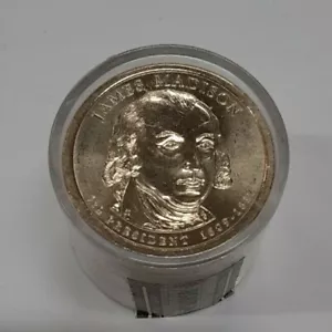 2007-P James Madison Presidential Dollars-12 BU Münzen in Danbury Mint Rolle - Bild 1 von 2