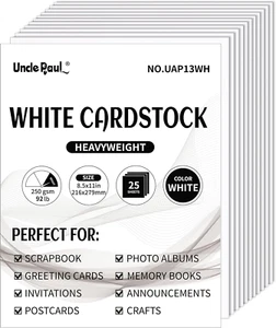 Cardstock for Crafts and Cards 8.5 x 11 inch /25 Sheets Paper 85Ib 250g UAP01... - Picture 1 of 6