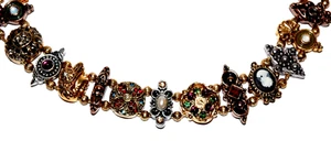 SIGNED SWEET ROMANCE VICTORIAN STYLE SLIDE BRACELET 8 IN. CHARMS RETRO - Picture 1 of 7