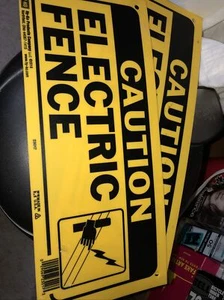 2--Hy-Ko™ Caution Electric Fence Signs- 6" x 14"-NEW - Picture 1 of 1