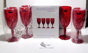 *NEW* Waterford Crystal Marquis BROOKSIDE Set of 4 Red Iced Beverage Tea 8 3/8" - Picture 1 of 14