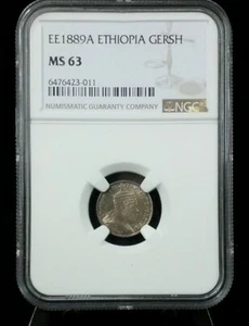 EE1889A Ethiopia Gersh NGC Graded MS 63 #1025 - Picture 1 of 2