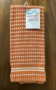 KitchenAid Hand Dish Towel Kitchen Cloth Orange Stripe Dots Thanksgiving Fall - Picture 1 of 2