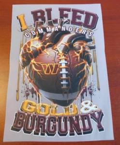 Plancha de transferencia de calor Washington Commanders 8" DTF envío GRATIS (B17) - Imagen 1 de 1