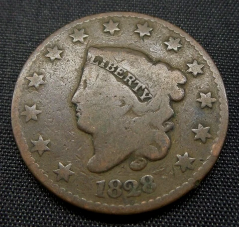 1828 Coronet Head Large One Cent 1c Coin - B559 Cover