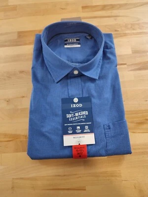Camisa de vestir para hombre Izod suave lavada elástica desacogida azul mediana 15-15,5, 36/37 Foto 1 de 4