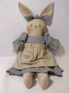 Vintage handgefertigte Hase Kaninchen Puppe signiert Plüsch 15 Zoll Land rustikal Volkskunst 1987 - Bild 1 von 8