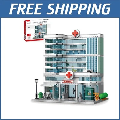 Realistic Hospital Architecture Toy - LED Equipped, 1350 Pieces, 10+ Age Group - Image 1 of 4